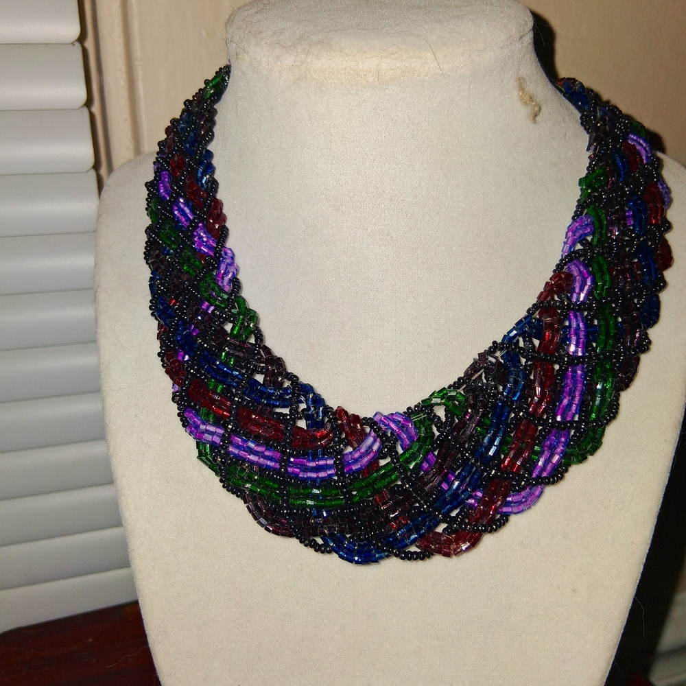 Multicolor Beaded Statement Necklace - image 1